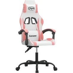 vidaXL Gamestoel kunstleer wit en roze