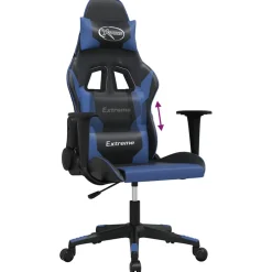 vidaXL Gamestoel kunstleer zwart en blauw