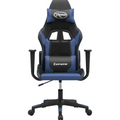 vidaXL Gamestoel kunstleer zwart en blauw