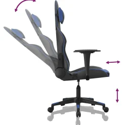 vidaXL Gamestoel kunstleer zwart en blauw
