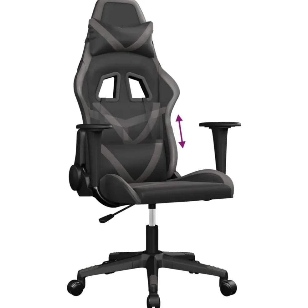 vidaXL Gamestoel kunstleer zwart en grijs