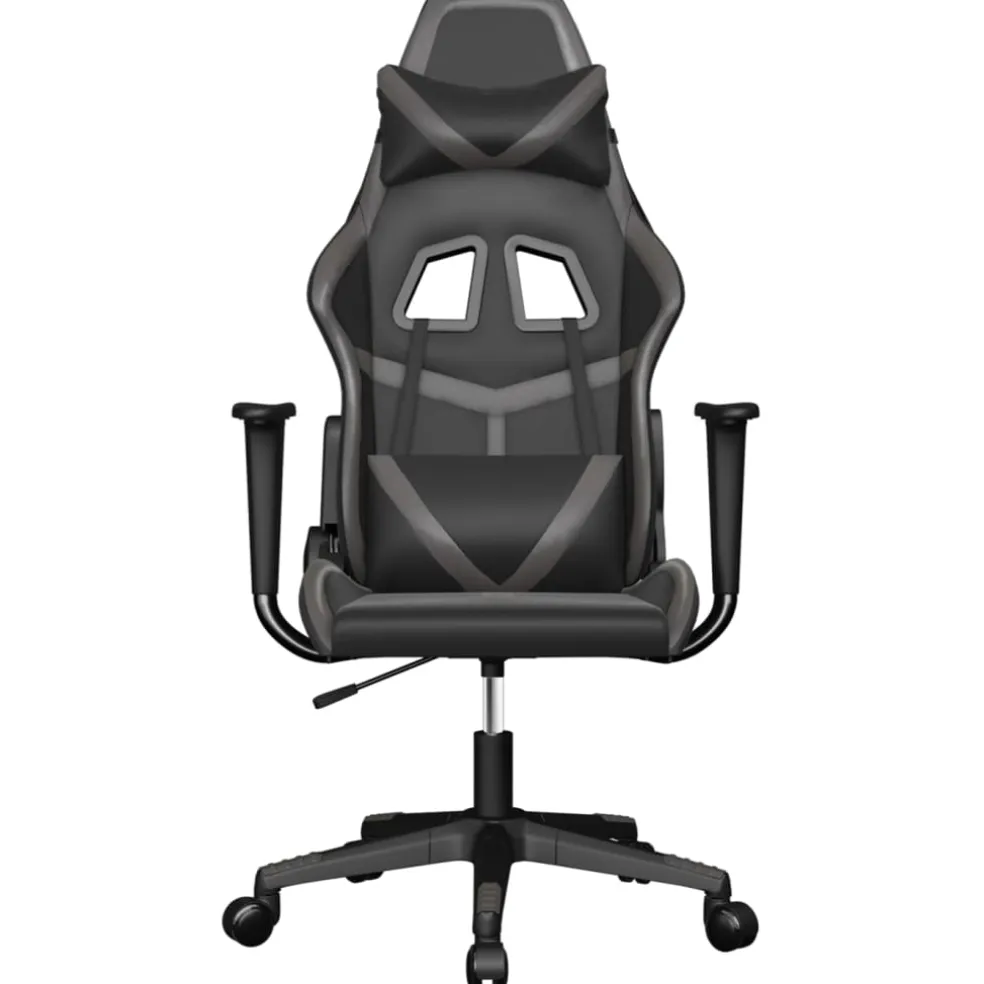 vidaXL Gamestoel kunstleer zwart en grijs