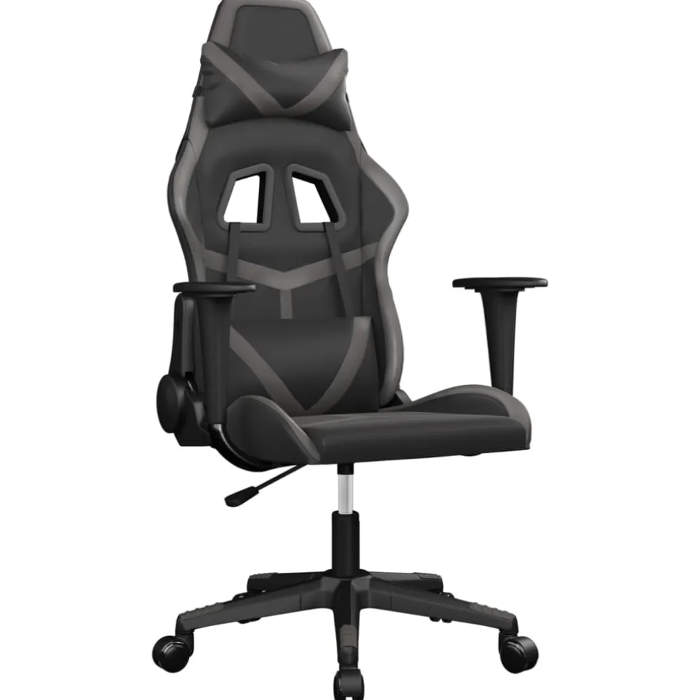 vidaXL Gamestoel kunstleer zwart en grijs