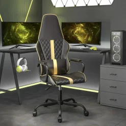 vidaXL Gamestoel kunstleer zwart en goud