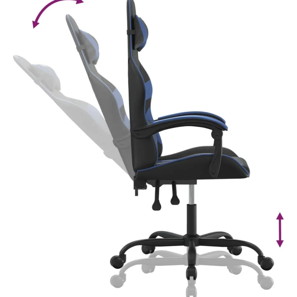 vidaXL Gamestoel kunstleer zwart en blauw