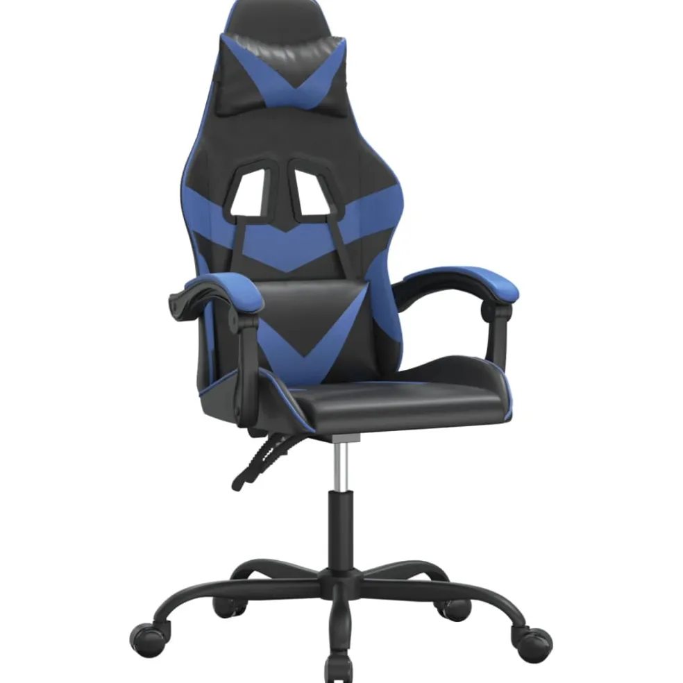 vidaXL Gamestoel kunstleer zwart en blauw