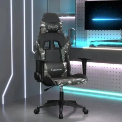 vidaXL Gamestoel kunstleer zwart en camouflage