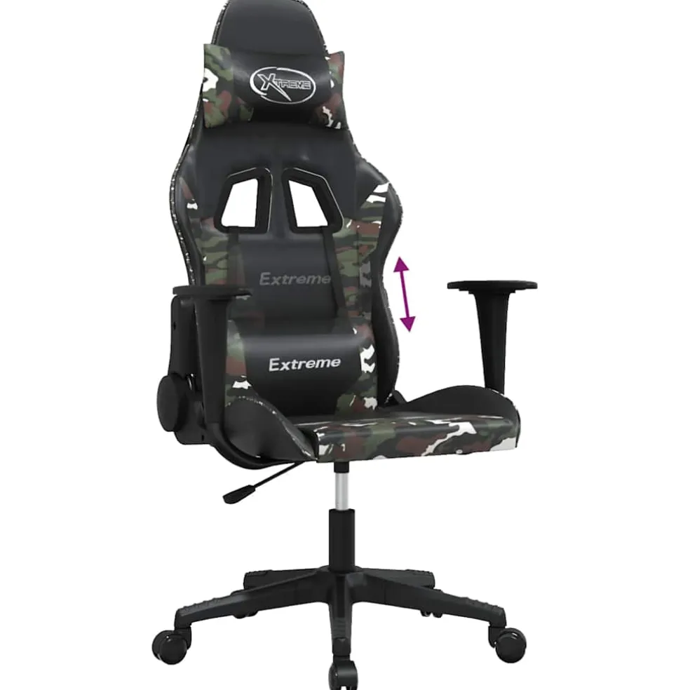 vidaXL Gamestoel kunstleer zwart en camouflage