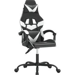 vidaXL Gamestoel kunstleer zwart en wit