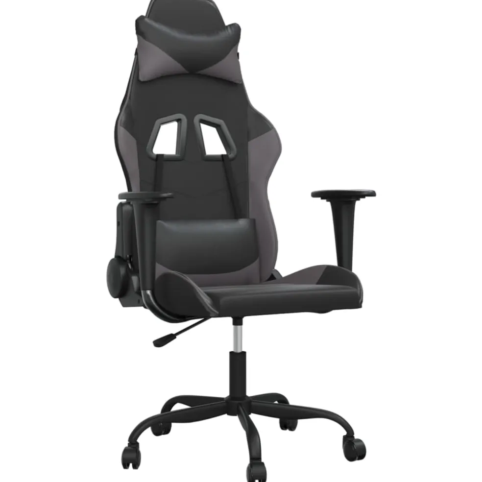 vidaXL Gamestoel kunstleer zwart en grijs