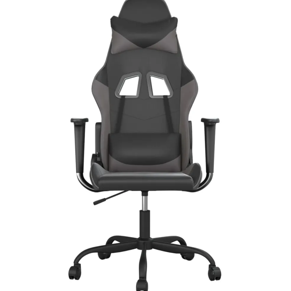 vidaXL Gamestoel kunstleer zwart en grijs