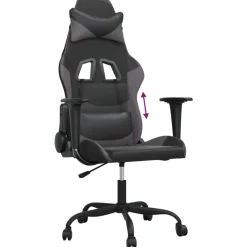 vidaXL Gamestoel kunstleer zwart en grijs