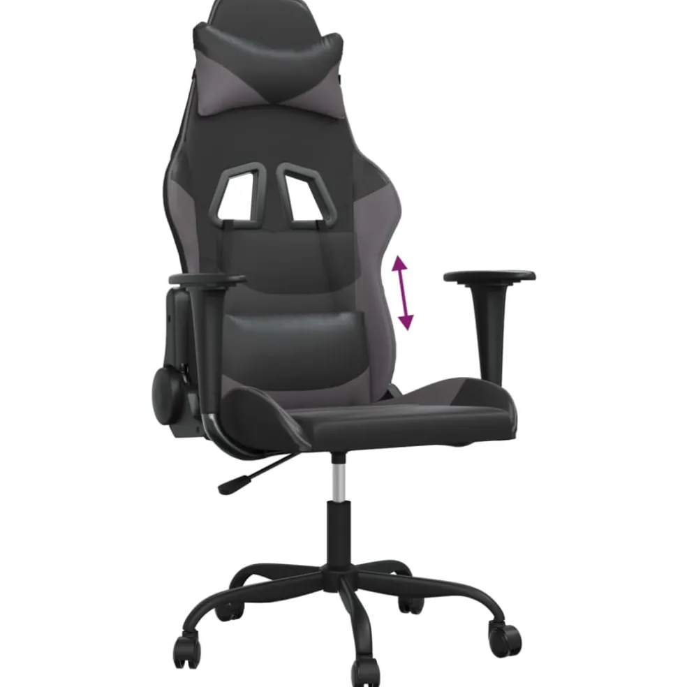 vidaXL Gamestoel kunstleer zwart en grijs
