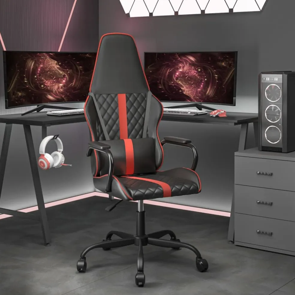 vidaXL Gamestoel kunstleer zwart en rood