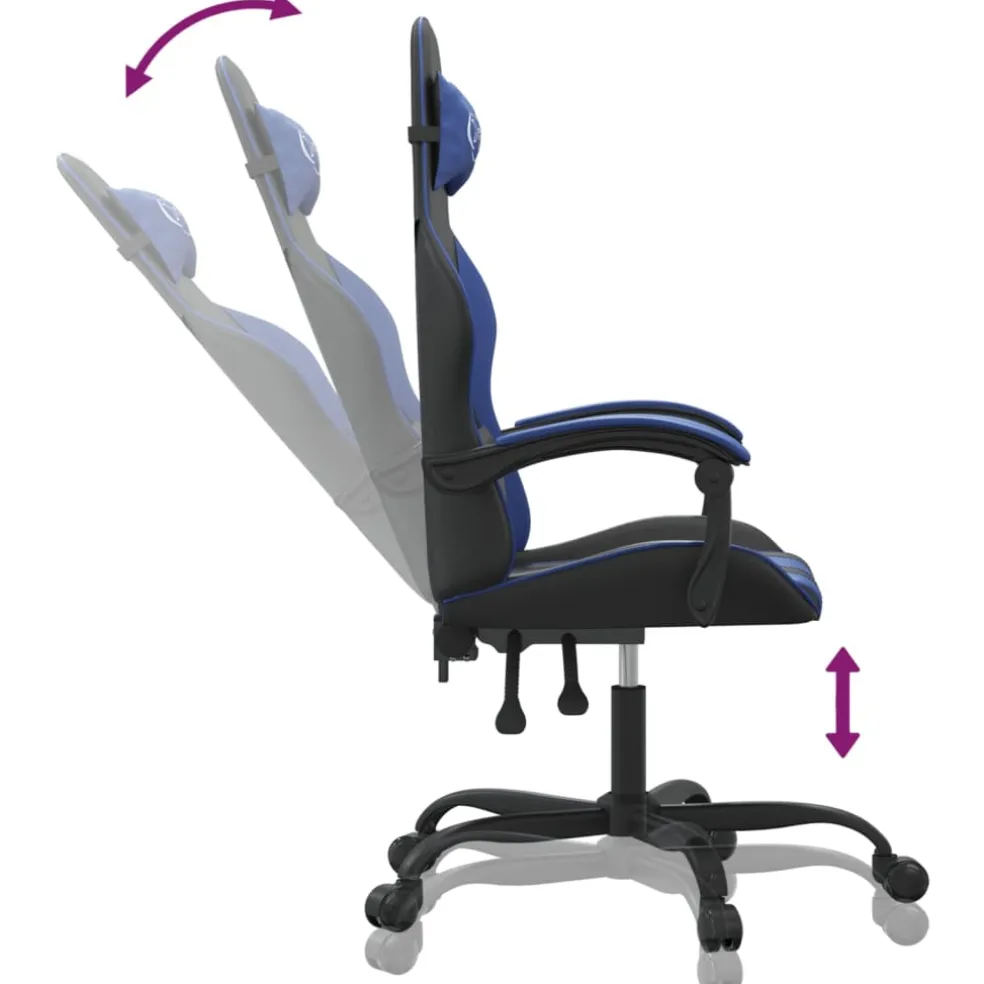 vidaXL Gamestoel kunstleer zwart en blauw