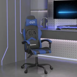 vidaXL Gamestoel kunstleer zwart en blauw