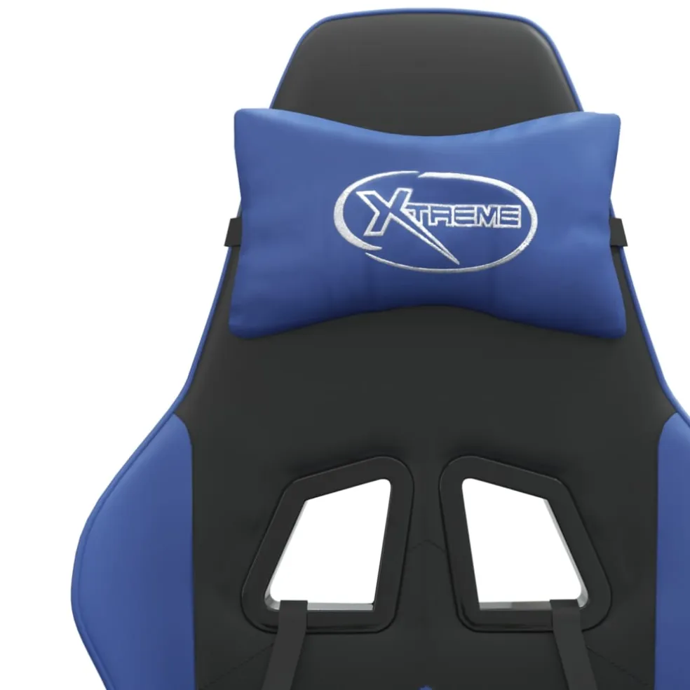 vidaXL Gamestoel kunstleer zwart en blauw
