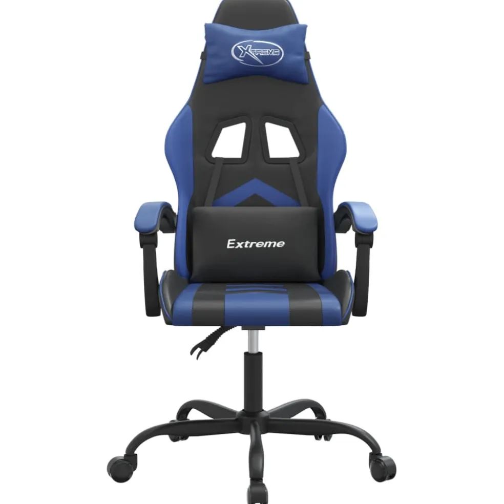 vidaXL Gamestoel kunstleer zwart en blauw