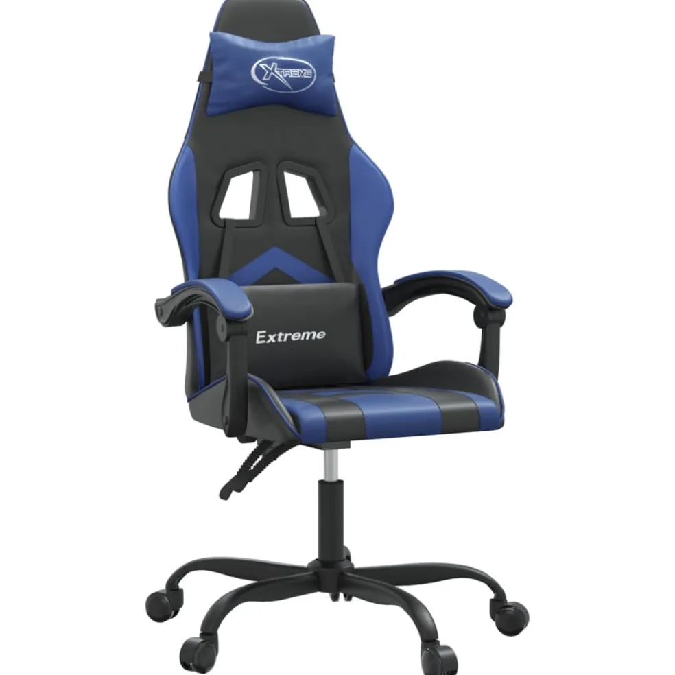 vidaXL Gamestoel kunstleer zwart en blauw