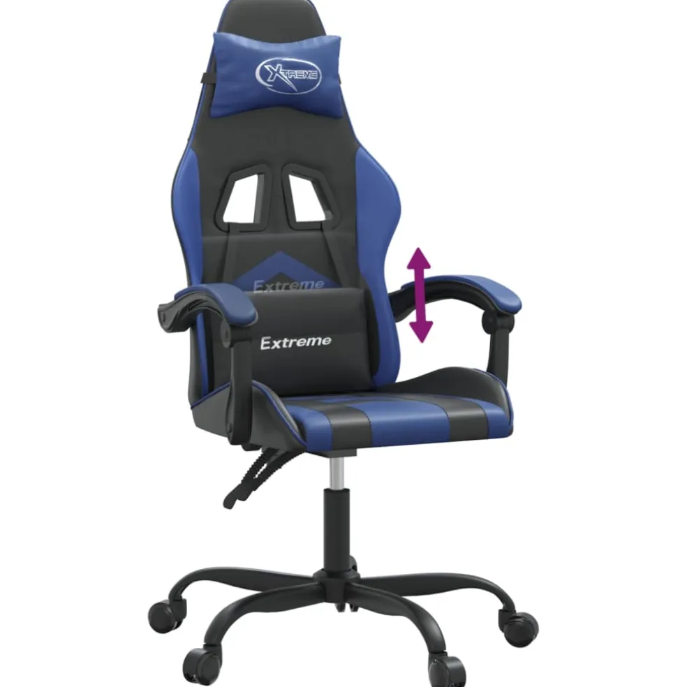 vidaXL Gamestoel kunstleer zwart en blauw