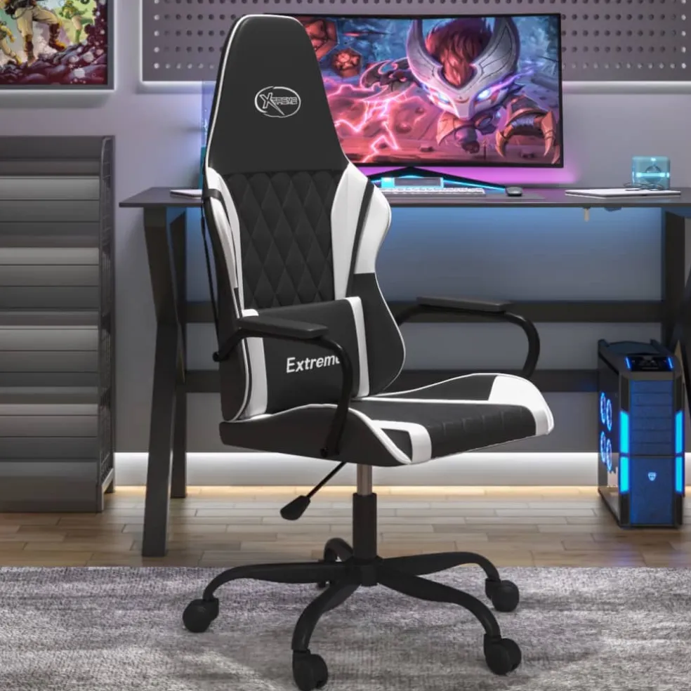 vidaXL Gamestoel kunstleer zwart en wit