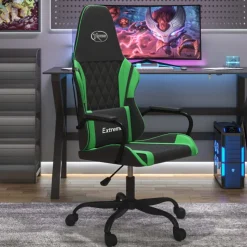 vidaXL Gamestoel kunstleer zwart en groen
