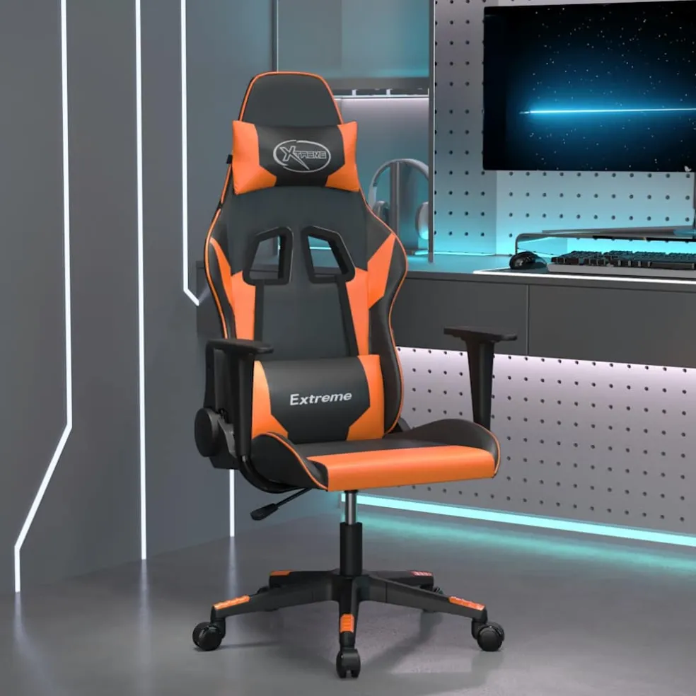 vidaXL Gamestoel kunstleer zwart en oranje