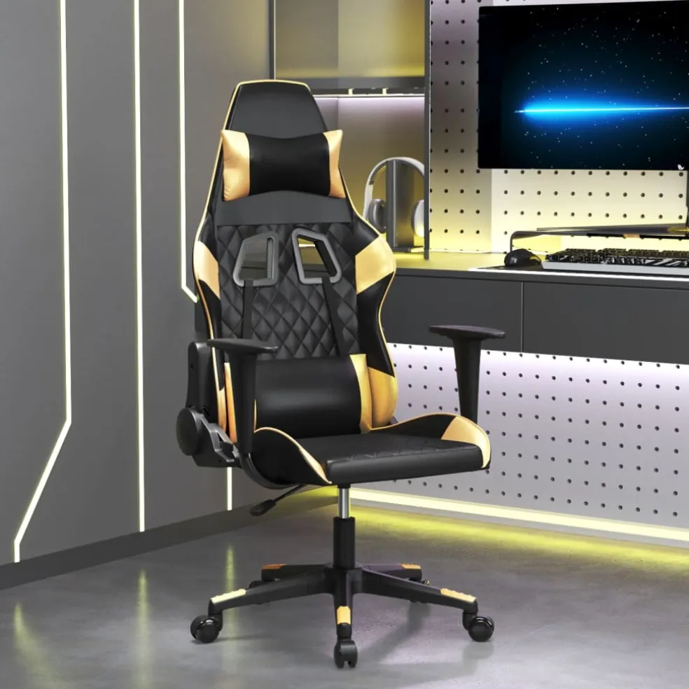 vidaXL Gamestoel kunstleer zwart en goud