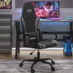 vidaXL Gamestoel kunstleer zwart en grijs