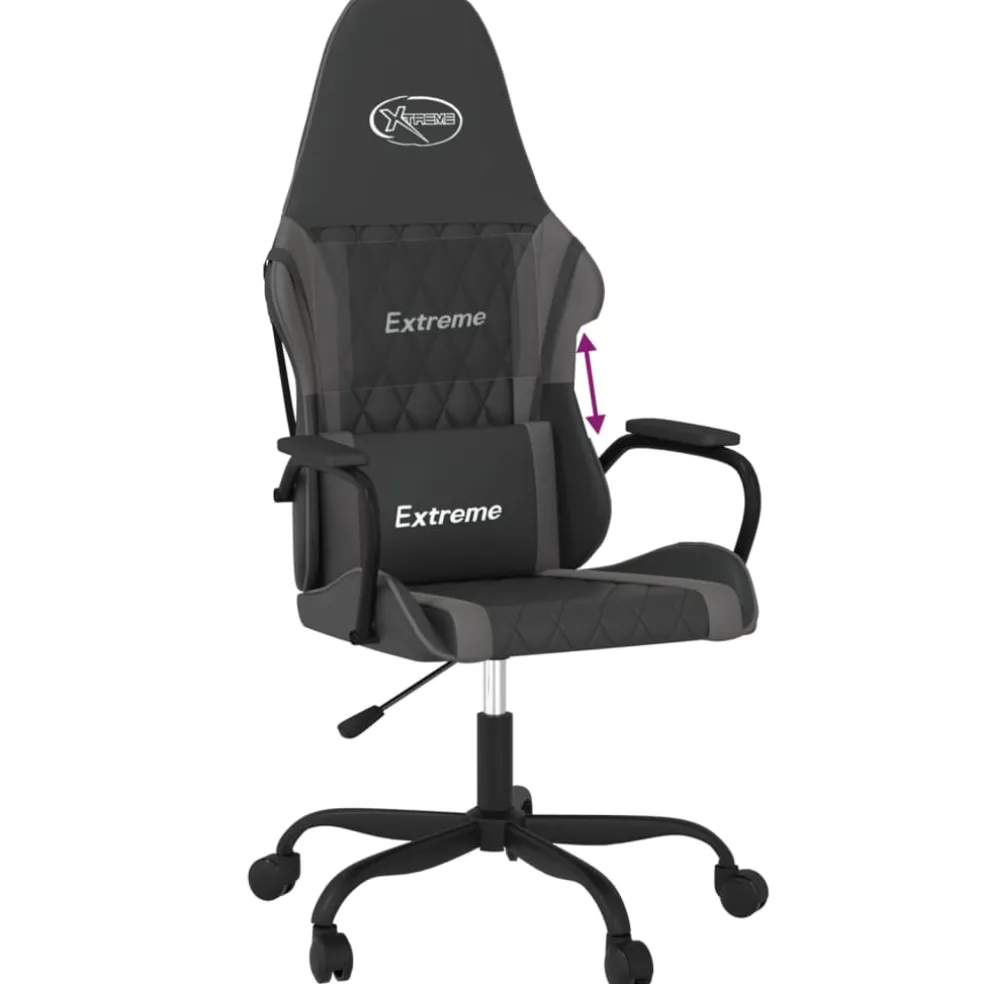 vidaXL Gamestoel kunstleer zwart en grijs