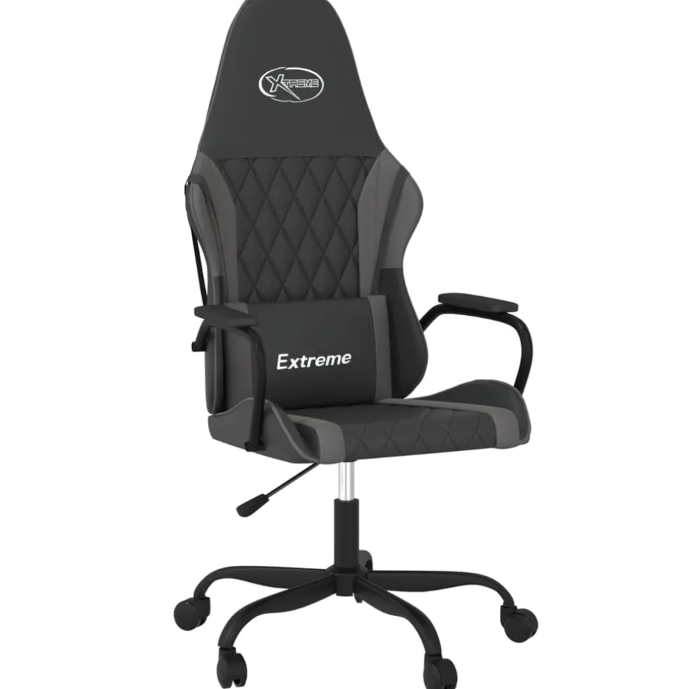 vidaXL Gamestoel kunstleer zwart en grijs