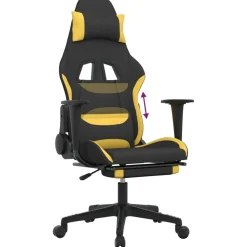 vidaXL Gamestoel met voetensteun stof zwart en geel