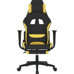 vidaXL Gamestoel met voetensteun stof zwart en geel
