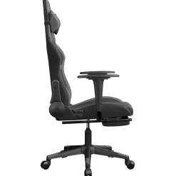 vidaXL Gamestoel met voetensteun kunstleer zwart en grijs