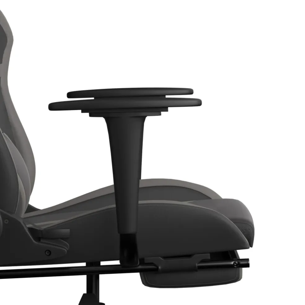 vidaXL Gamestoel met voetensteun kunstleer zwart en grijs