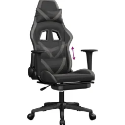 vidaXL Gamestoel met voetensteun kunstleer zwart en grijs