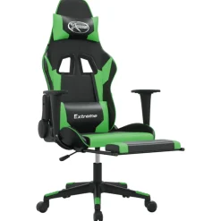 vidaXL Gamestoel met voetensteun kunstleer zwart en goudkleurig