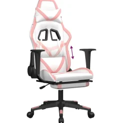 vidaXL Gamestoel met voetensteun kunstleer zwart en wit