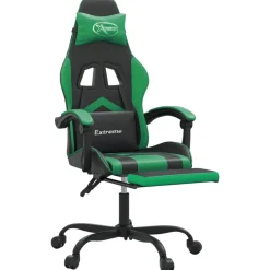 vidaXL Gamestoel met voetensteun kunstleer zwart en groen