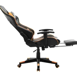 vidaXL Gamestoel met voetensteun kunstleer zwart en goudkleurig