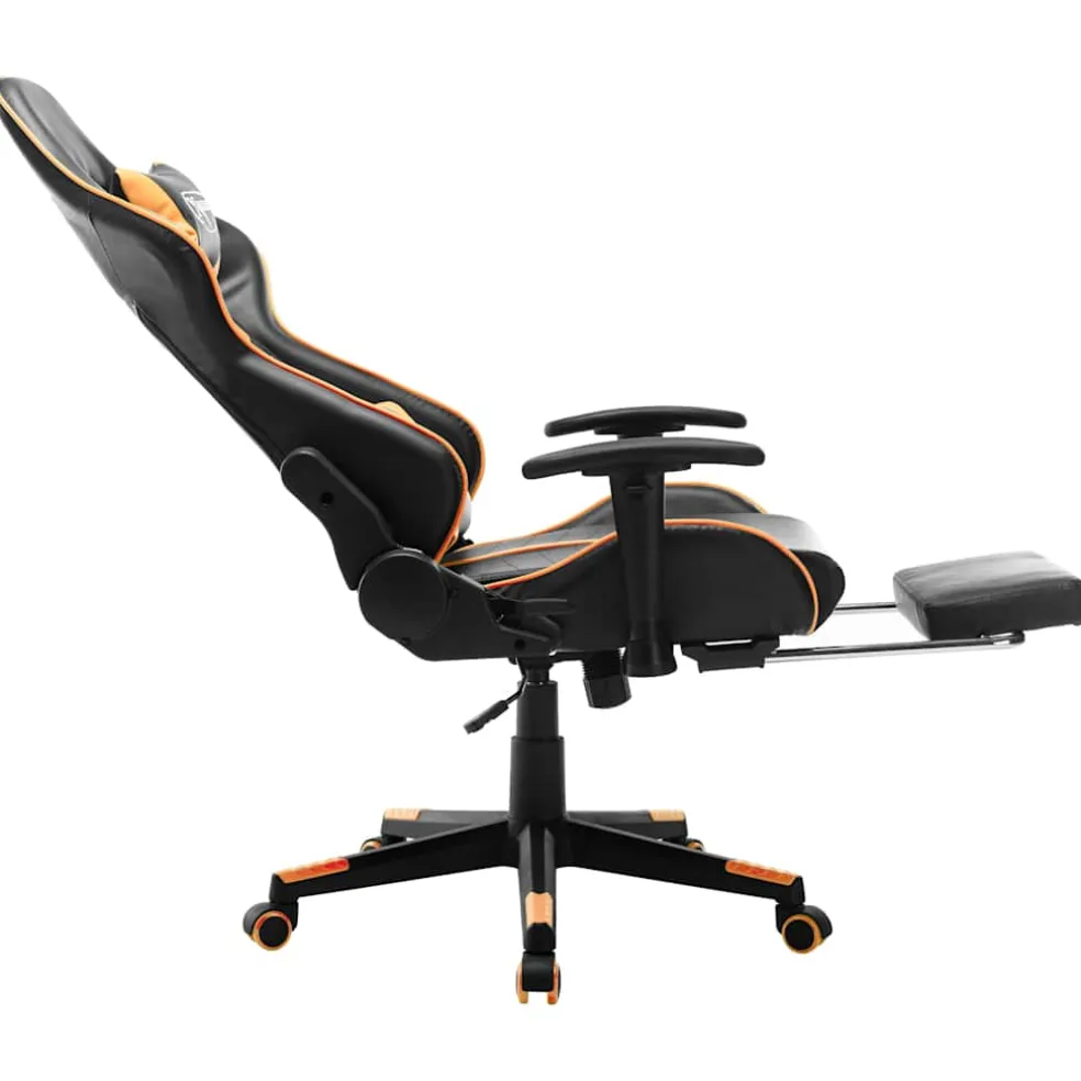 vidaXL Gamestoel met voetensteun kunstleer zwart en goudkleurig