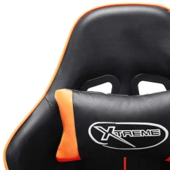vidaXL Gamestoel met voetensteun kunstleer zwart en goudkleurig