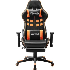 vidaXL Gamestoel met voetensteun kunstleer zwart en goudkleurig