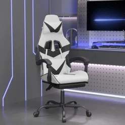 vidaXL Gamestoel met voetensteun kunstleer zwart