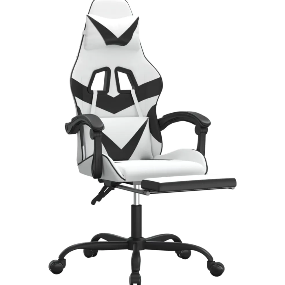 vidaXL Gamestoel met voetensteun kunstleer zwart