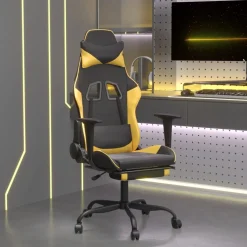 vidaXL Gamestoel met voetensteun kunstleer zwart en oranje