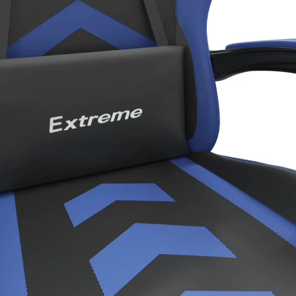 vidaXL Gamestoel met voetensteun kunstleer zwart en blauw