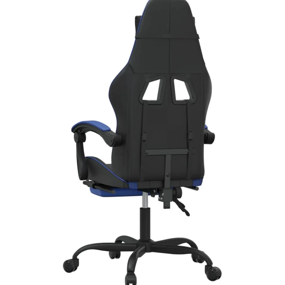 vidaXL Gamestoel met voetensteun kunstleer zwart en blauw