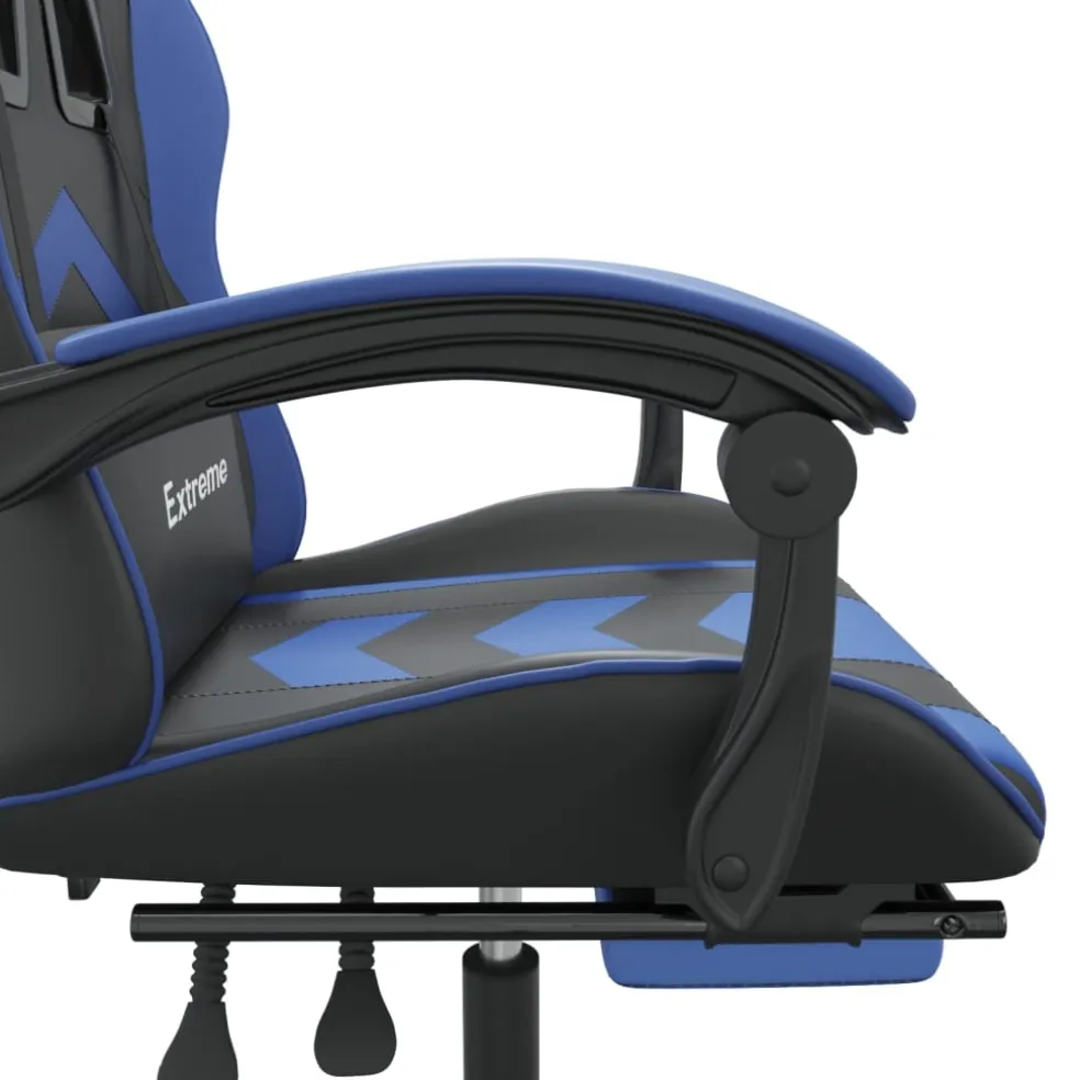 vidaXL Gamestoel met voetensteun kunstleer zwart en blauw