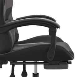 vidaXL Gamestoel met voetensteun kunstleer zwart en grijs